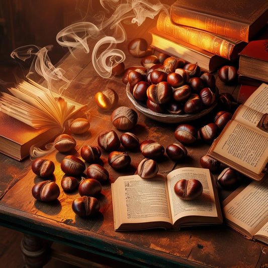 Lumânare Chestnut Bookworm - Castane glazurate, Ciuperci brune, Nuci verzi 200g