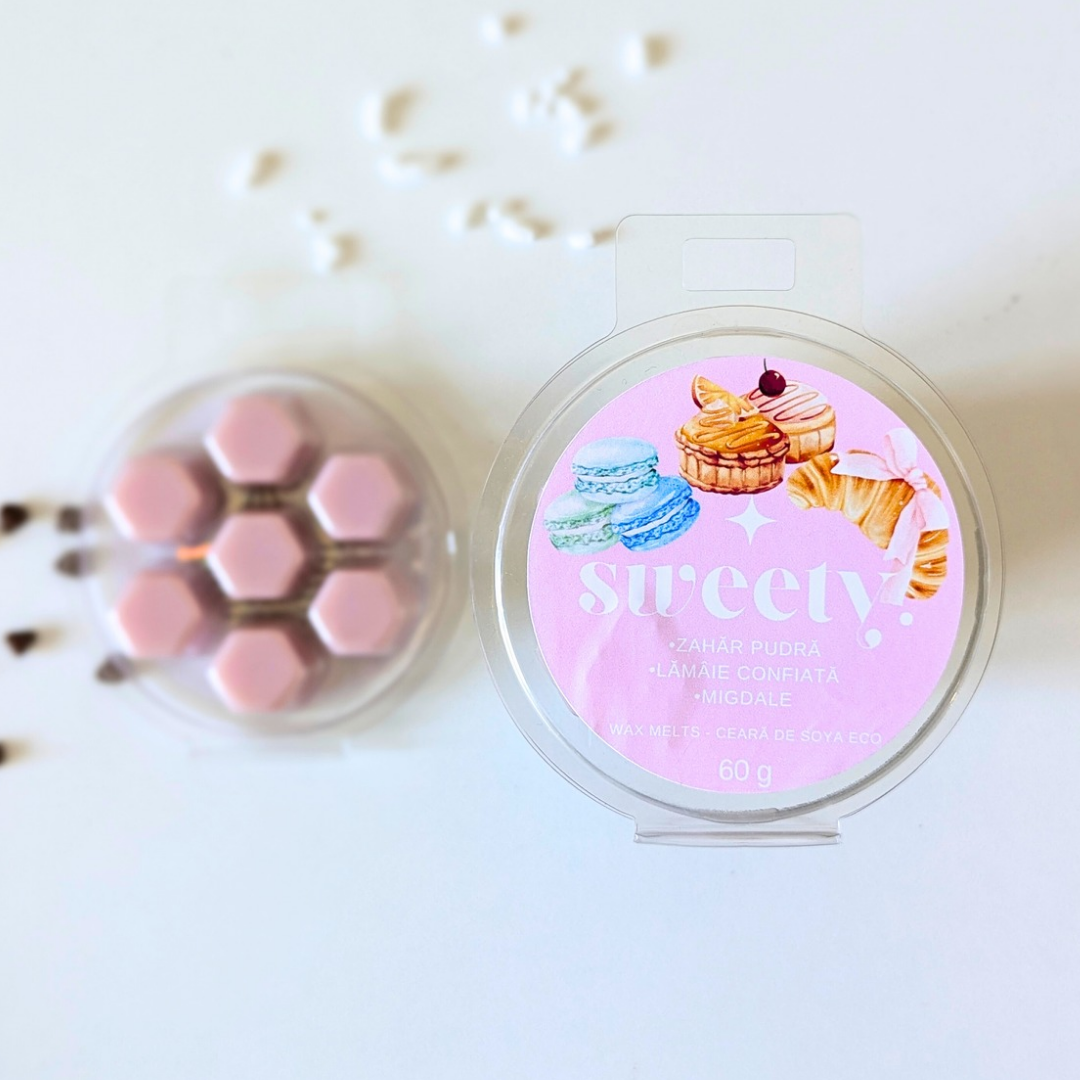 Wax Melts SWEETY - Zahăr pudră, Lămâie confiată, Migdale, Vanilie