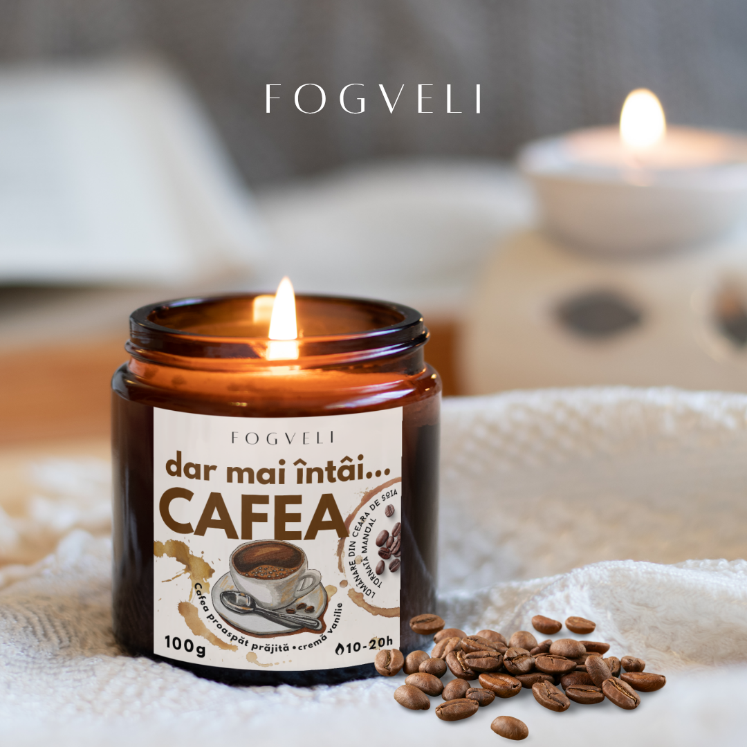 Lumânare Dar mai întâi CAFEA - Cafea, Cremă de vanilie, Note de Cacao