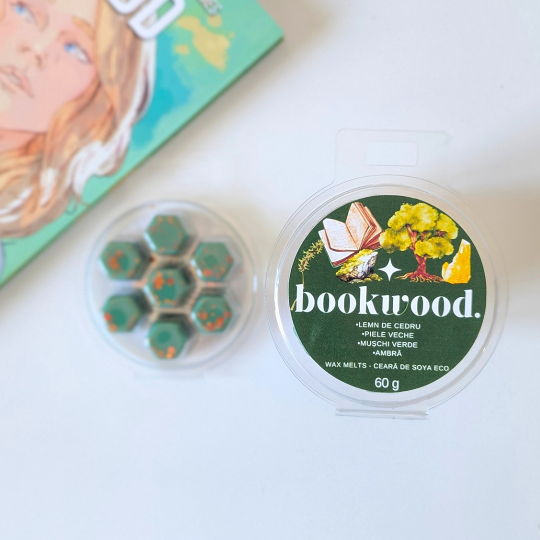 Wax Melts BOOKWOOD - Lemn de cedru, Piele veche, Mușchi verde, Ambră