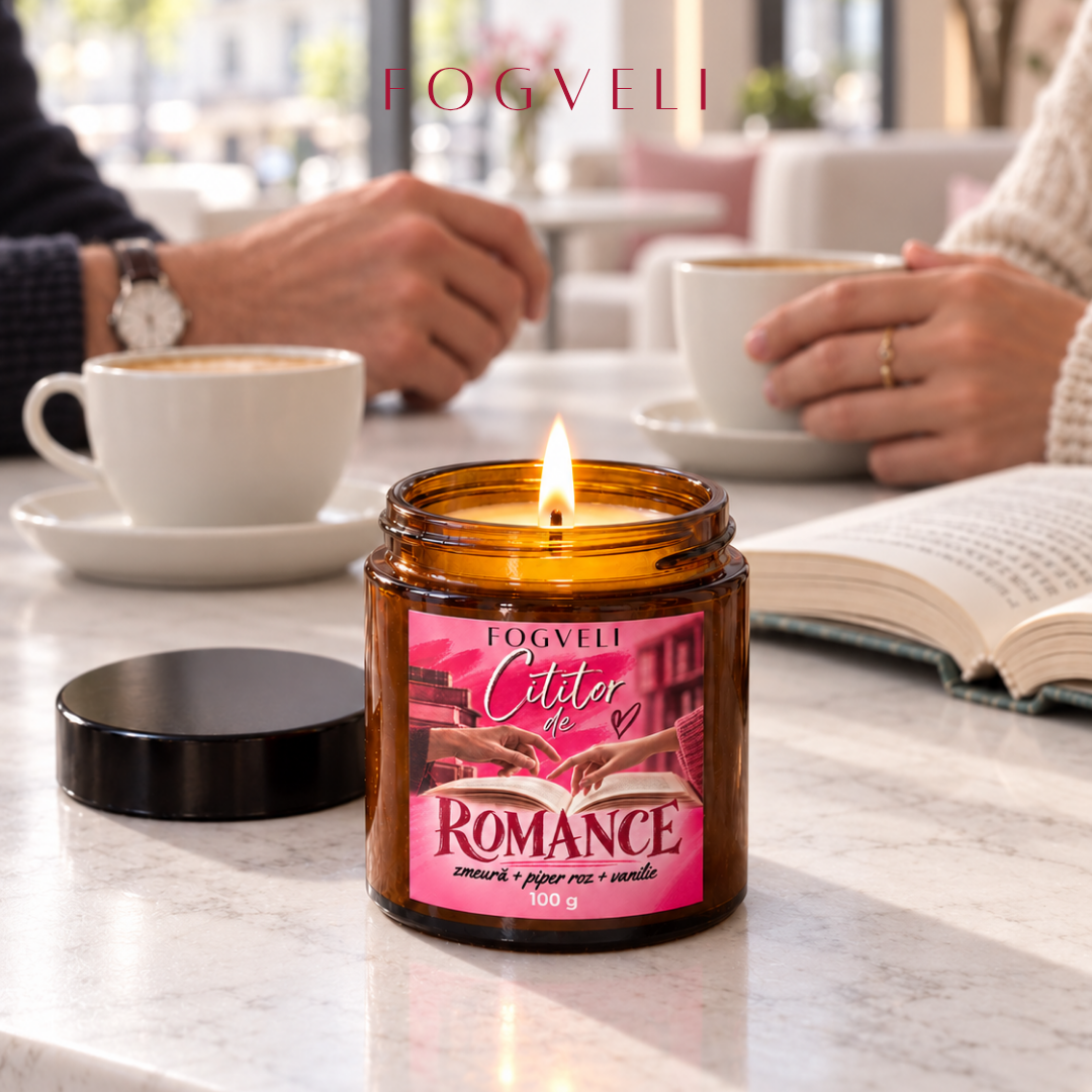 Lumânare Cititor de ROMANCE - Zmeură, Piper Roz, Vanilie