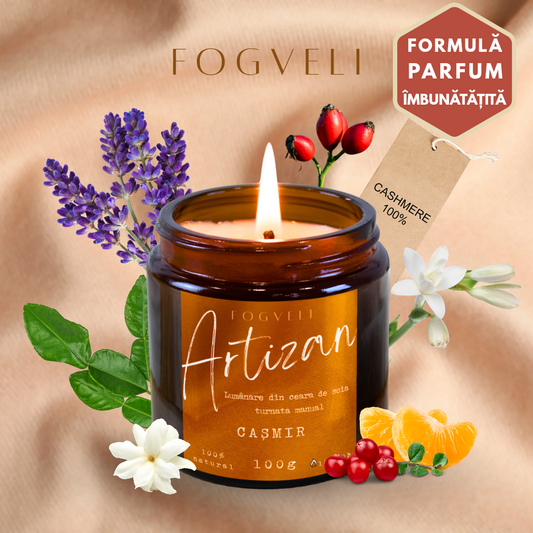 Lumânare Artizan - Cașmir, Flori de apă, Tonka, Fructe roșii, Mosc