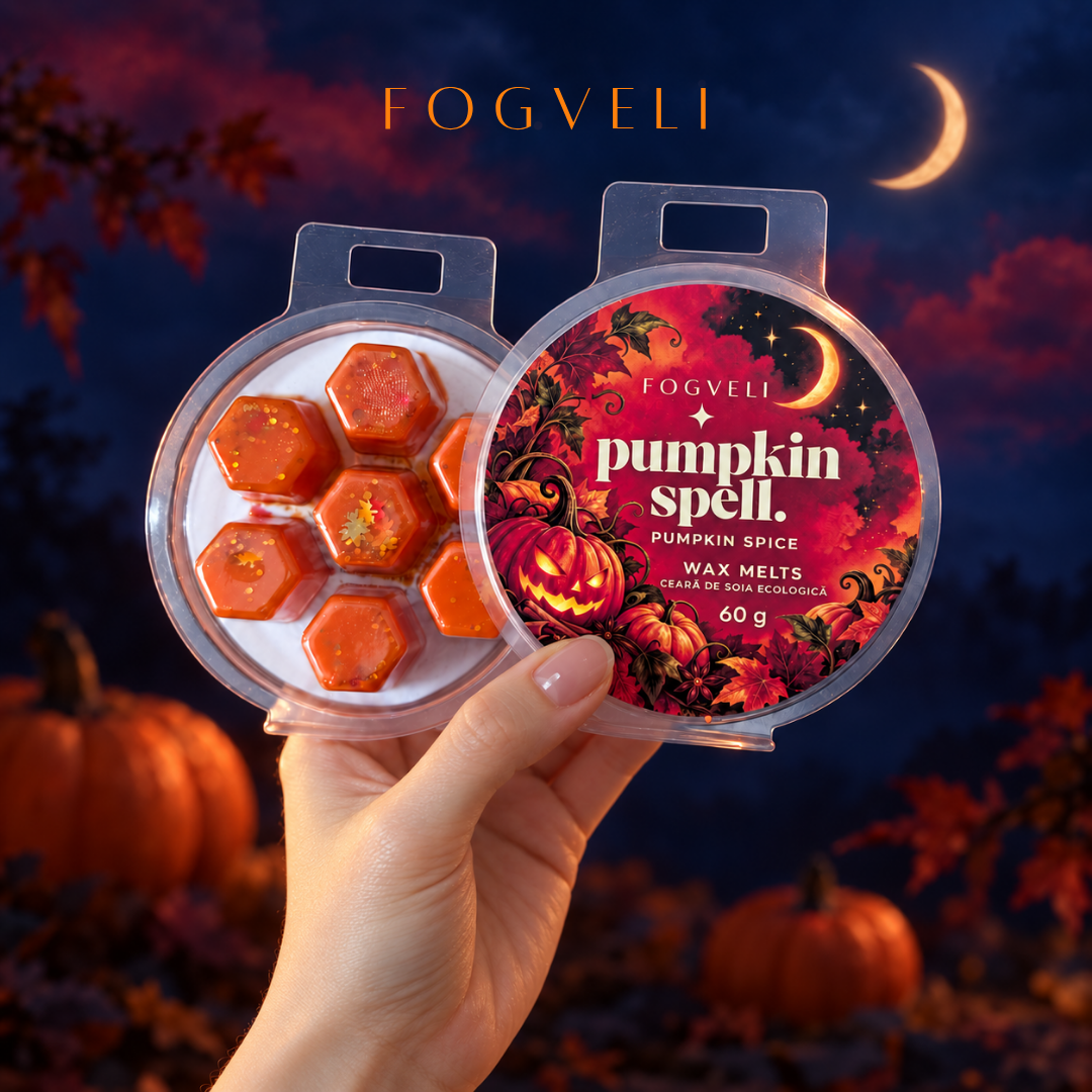 Ceară parfumată Pumpkin Spell 🎃 - Dovleac copt, Mirodenii, Frișcă | Ediție Limitată