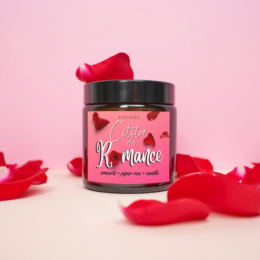Lumânare Cititor de ROMANCE - Zmeură, Piper Roz, Vanilie