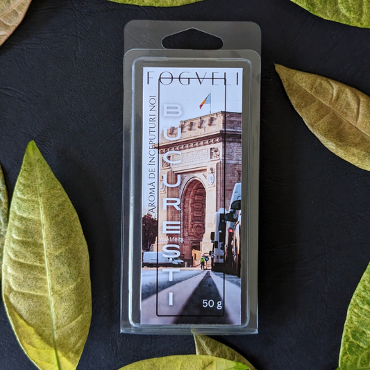 Tabletă ceară parfumată BUCUREȘTI - Mosc alb, Piele, Bergamotă, Cedru 50g