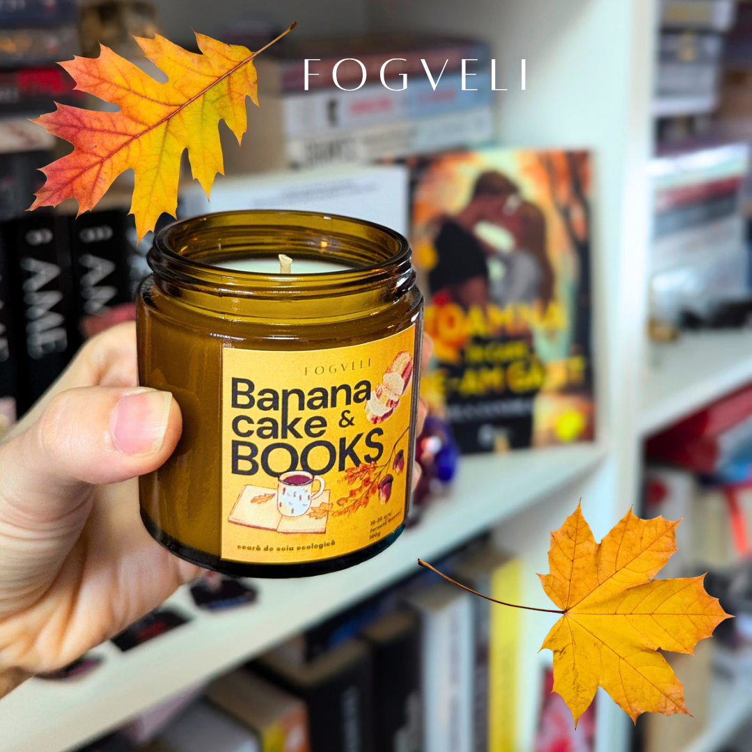 Lumânare Banana Cake & BOOKS - Banane, Nuci, Scorțișoară, Vanilie   • Aromă foarte intensă 🔥