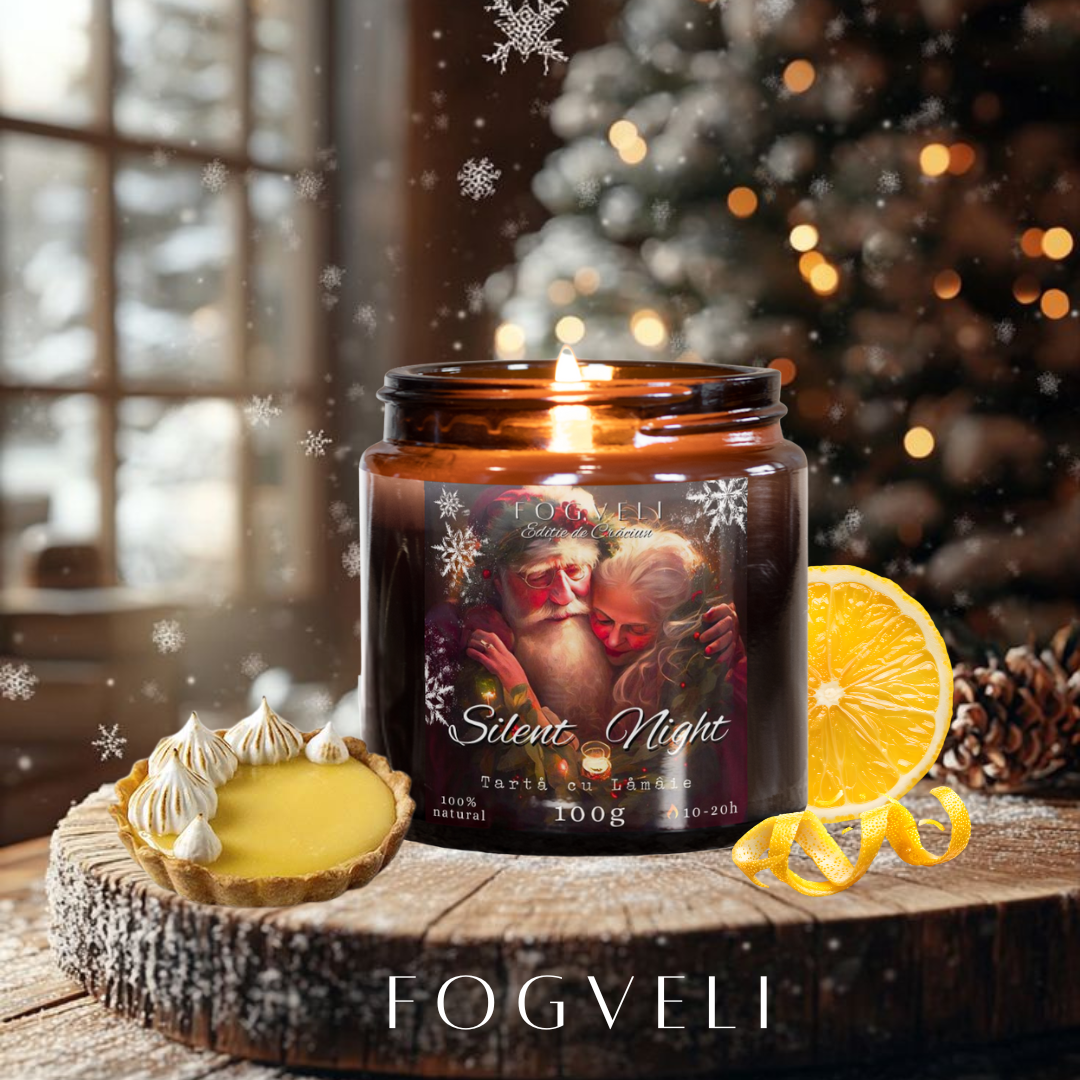 Lumânare Silent Night - Coajă de lămâie, Cremă de vanilie, Lămâie, Vanilie picantă