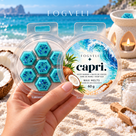 Ceară parfumată CAPRI 🥥🌊 - Nucă de cocos, Sare de mare, Nisip alb