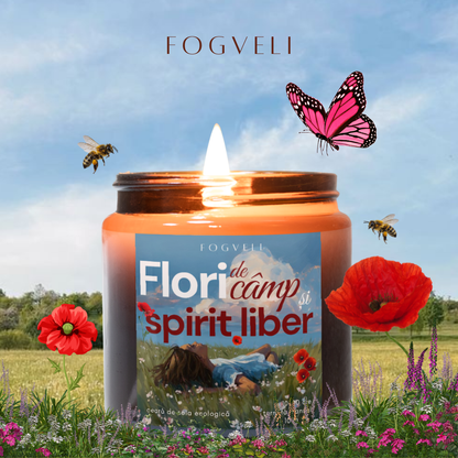 Lumânare Flori de câmp și spirit liber - Maci, Miere, Margarete sălbatice