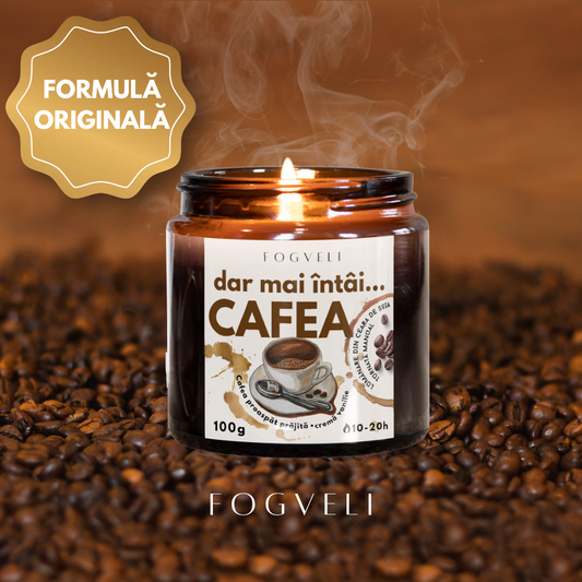 Lumânare Dar mai întâi CAFEA - Cafea, Cremă de vanilie, Note de Cacao
