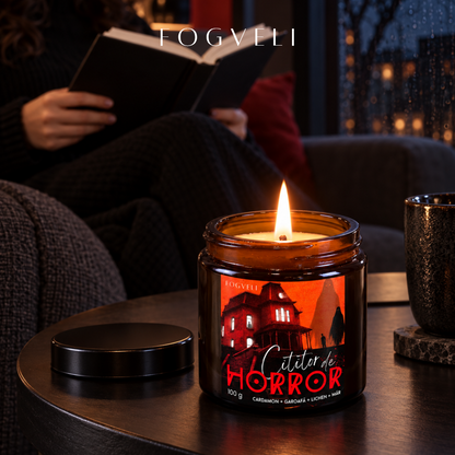 Lumânare Cititor de Horror🎈- Cardamon, Garoafă, Lichen, Măr