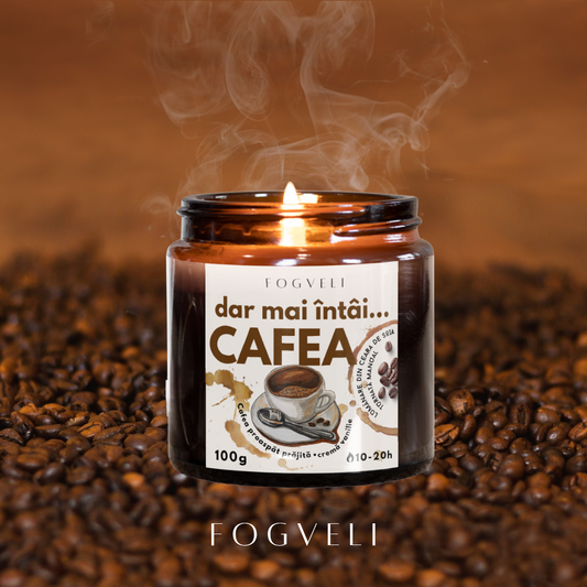 Lumânare Dar mai întâi CAFEA - Cafea, Cremă de vanilie, Note de Cacao