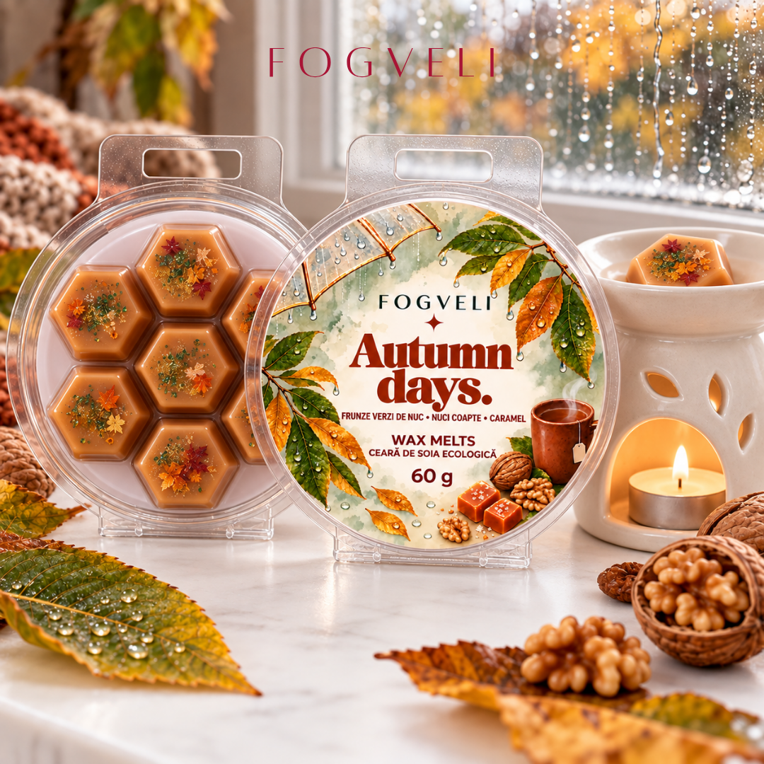Ceară parfumată Autumn Days 🍂☔ - Frunze de nuc, Nuci coapte, Caramel | Ediție Limitată