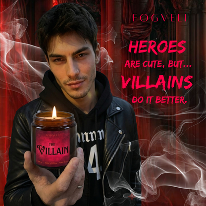 Lumânare The Villain 🖤 - Piele, Tutun, Piper Roșu