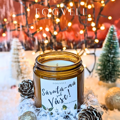 Lumânare Sărută-mă sub vâsc! - Pin, Flori de Tei, Ardei roșu, Cuișoare, Lemn de santal