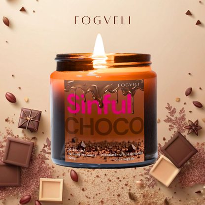 Lumânare Sinful Choco 🍫 - Ciocolată, Cremă de vanilie, Unt, Migdale